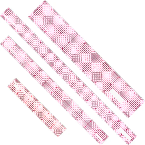 Vista 8 de Pelopy 4 piezas de regla de costura transparente, regla de cuadrícula de plástico transparente, juego de herramientas de medición rectas de plástico