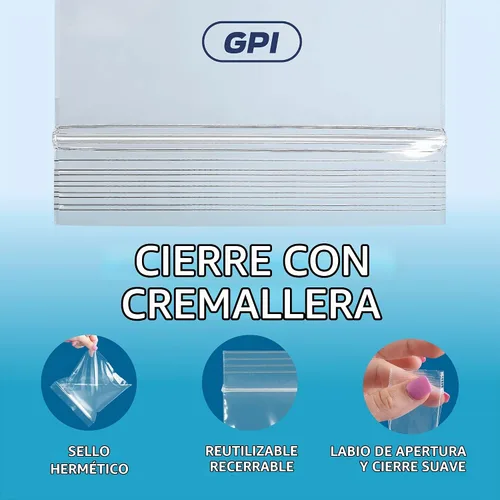 Vista 3 de GPI - Paquete de 100 bolsas de plástico transparente con cremallera de 1 x 1 pulgada de grosor, bolsas de plástico transparente con cierre