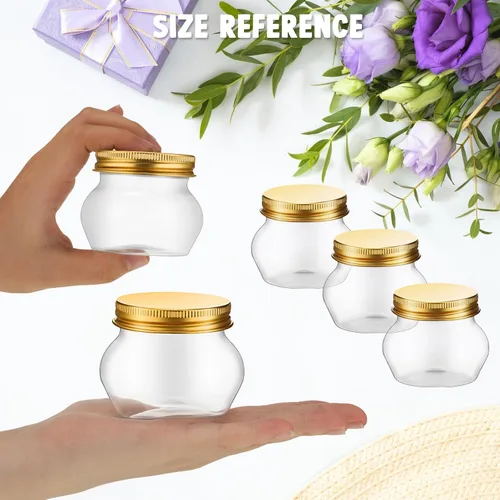 Vista 3 de Hsei 48 tarros de plástico transparente de 4 onzas con tapas de boca ancha, mini recipientes de almacenamiento a granel para hierbas, gelatina