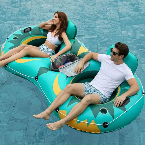 Vista 9 de Jasonwell Inflatable River Tube Float - 2 Person Heavy Duty Pool Float with Removable Cooler, Lake Water Tubes for Floating, Raft Lounge Floatie