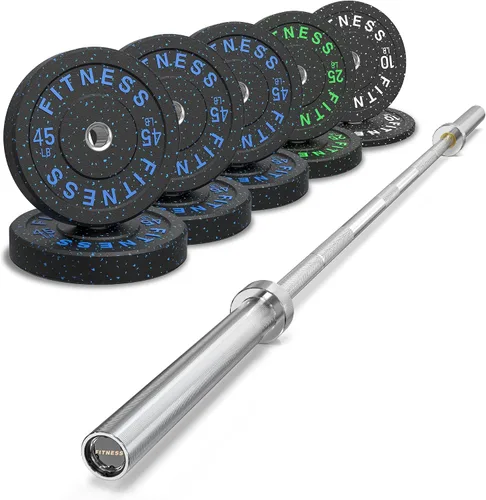 Vista 24 de HANDBODE Olympic High-Bounce Bumper Plates Bench Press Barbell Weights Set 2 - Inch, 10-55 lb Rubber Weight Sets for Home Gym, Strength Training
