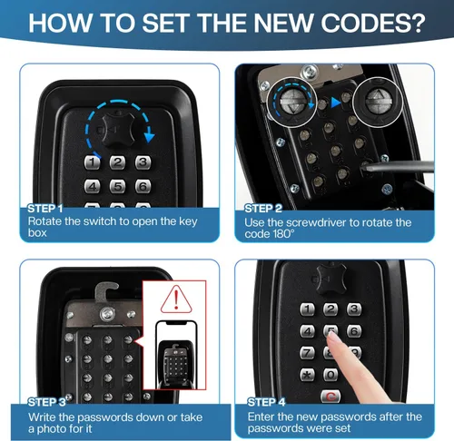Vista 6 de Teclado de bloqueo de combinación portátil, teclado de 9 dígitos, para llaves de casa para ocultar una llave exterior, caja de bloqueo