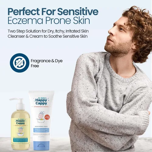 Vista 7 de Happy Cappy Paquete de champú para bebés y gel de baño y crema hidratante - Eczema Body Wash y loción para niños, niños pequeños, adultos, ayuda