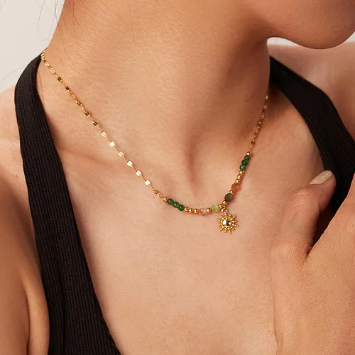 Vista 4 de Konikit Collar con dije delicado para mujer, chapado en oro, cadena hecha a mano, joyería simple