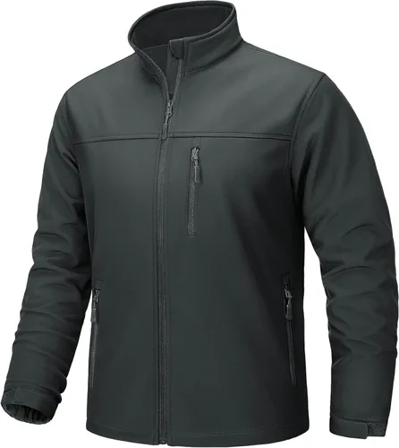 Vista 14 de TACVASEN Chaqueta ligera Softshell para hombre, con forro polar, impermeable, táctica, con cremallera, abrigo de invierno cortavientos casual
