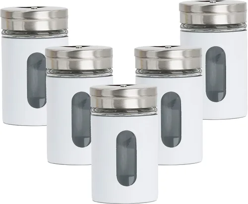 Vista 7 de Aqua Salt Pepper Shakers - Tarros de especias retro, juego de 5