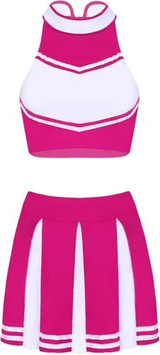Vista 6 de iiniim Disfraz de líder de animadora para mujer, vestido elegante de animadora con minifalda plisada