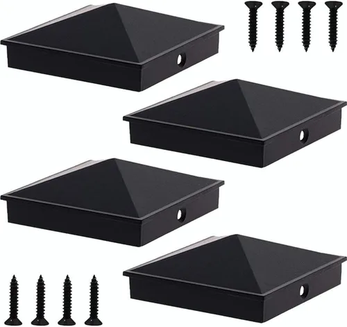 Vista 11 de Azdele Tapas de aluminio piramidal de 4 x 4 para postes nominales de madera de 4 x 4 pulgadas (verdadero 3.5 x 3.5 pulgadas), con superficie