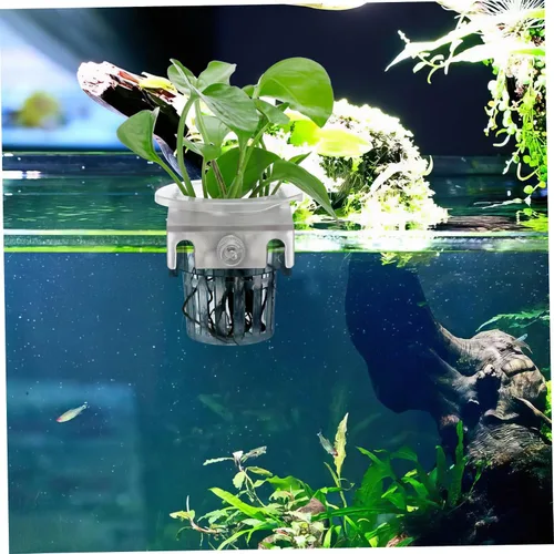 Vista 3 de Ipetboom Maceta colgante para acuario, maceta de acuario, maceta para acuario, taza de agua, cestas de plantas de acuario, macetas flotantes