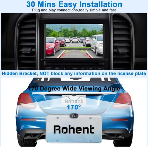 Vista 5 de Cámara de respaldo HD 1080P para automóviles, visión nocturna, gran angular de 170°, impermeable, fácil instalación, imagen clara para camiones