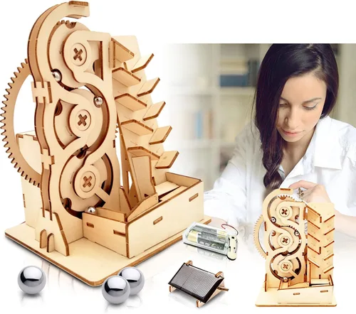 Vista 8 de Rompecabezas de madera 3D en forma de pista de mármol para adultos - Kit de modelo de rompecabezas mecánicos de bricolaje para armar. Artesanías