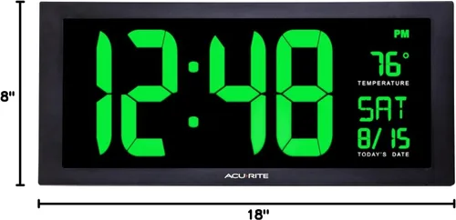 Vista 7 de Reloj digital AcuRite, 18 pulgadas, color verde 18 pulgadas / verde