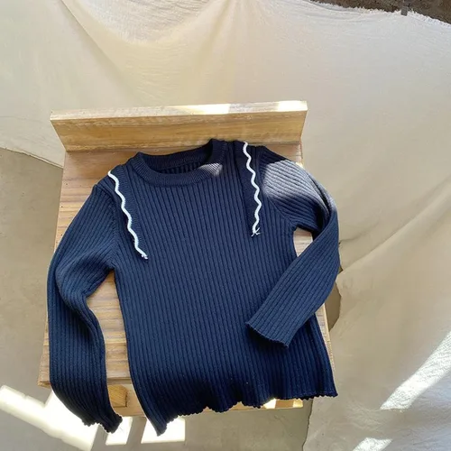 Vista 2 de Girls Long Sleeve Ruffle Thick Sweater Pullover Tops Baby Fall Winter Knit Clothes for 0 to 7Y