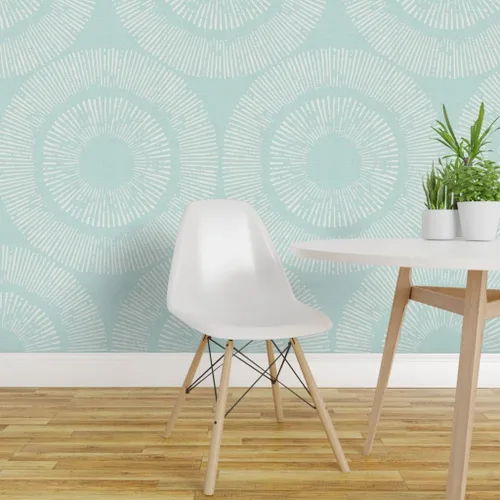 Vista 3 de Removable Wallpaper Swatch - Retro Circles Abstract Orange Yellow MCM Resort Style Custom Pre-Pasted Wallpaper by Spoonflower