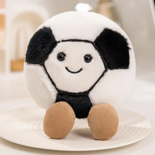 Vista 3 de Pelotas deportivas de peluche de 5.5 pulgadas, mini con pies, muñeca de fútbol creativa, divertida y bonita, juguete de peluche esférico suave