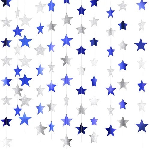 Vista 30 de Patelai Guirnalda de estrellas con purpurina 2026, decoración de graduación de 130 pies, pancarta colgante de estrella para fiesta, cumpleaños