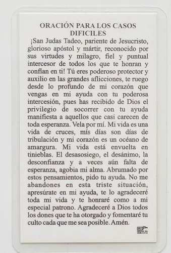 Vista 3 de San Tadeo Judas Casos Dificiles Oracion de Bosillo con Rosario de Madera Hecho a Mano