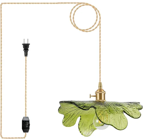 Vista 34 de Luminarias de Lámpara Colgante, Lámpara Colgante con Enchufe de Cristal de 6.6 Pulgadas, Lámpara Colgante de Cristal, Iluminación Colgante E26