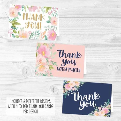 Vista 5 de Hadley Designs Tarjetas de agradecimiento a granel con sobres, 24 tarjetas de agradecimiento para profesores, lindas tarjetas de agradecimiento