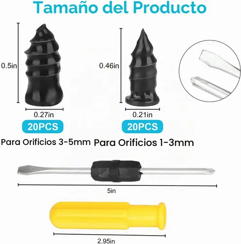 Vista 2 de Linkstyle Kit de tapones de goma para reparación de neumáticos, 40 piezas, kit de tornillos de reparación rápida de neumáticos, para automóvil