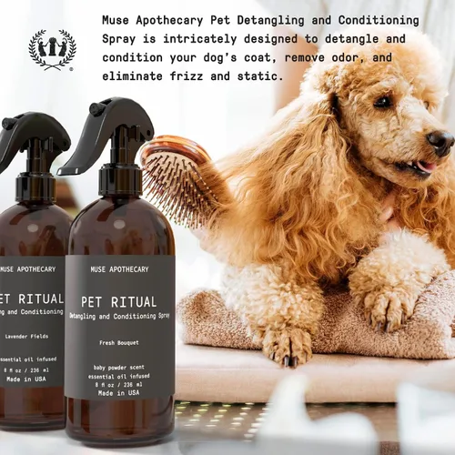 Vista 2 de Muse Apothecary Pet Ritual - Aerosol desenredante para perros y gatos, espray desenredante para mascotas, acondicionador desenredante en aerosol