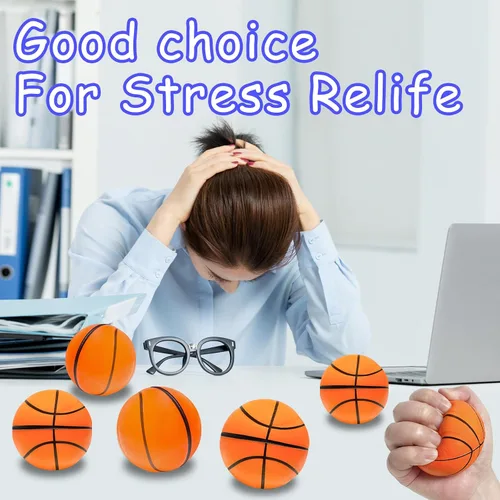 Vista 5 de 30 pelotas de baloncesto grandes de 2.5 pulgadas, pelota deportiva antiestrés Mini Foam Balls Anxiety Stress Relief for Basketball Party Favor