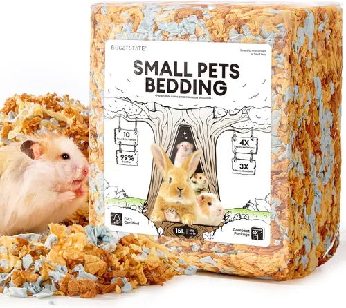 Vista 9 de BUCATSTATE Hamster Bedding - Ropa de cama de papel para animales pequeños, 99 % libre de polvo, con control de olor, acogedora arena para hámster