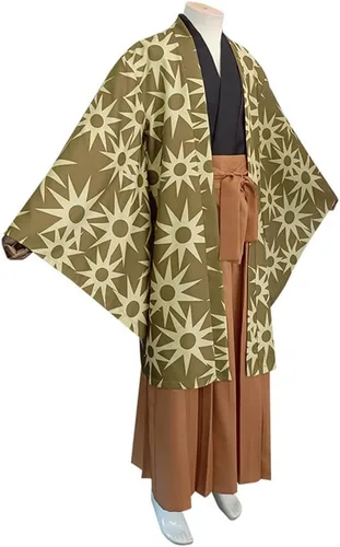 Vista 2 de Haganezuka Hotaru - Disfraz de kimono de demonio de anime para hombre, uniforme de Halloween