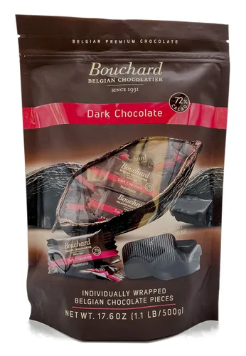 Vista 4 de Bouchard Chocolate negro belga prémium con 72% de cacao Piezas envueltas individualmente (2 libras)