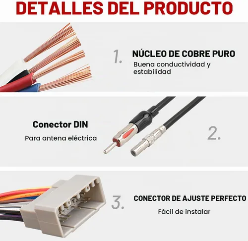 Vista 5 de RED WOLF Reemplazo de arnés de cable de instalación de radio con adaptador de antena para Jeep 2003-2007, Dodge ram 2002-2007, Chrysler 2000-2007