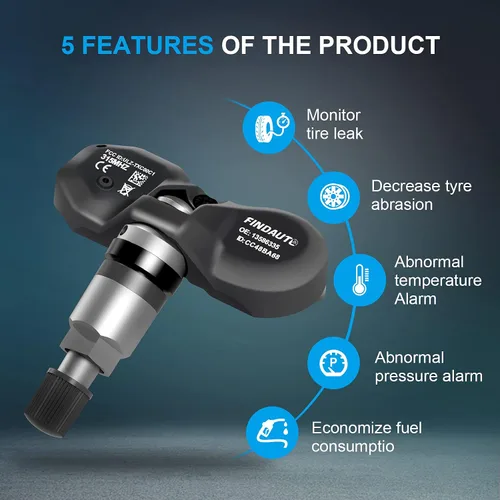 Vista 4 de FINDAUTO Repuesto para sensor de neumáticos de 315 MHz, sistema de monitoreo de presión de neumáticos TPMS para Buick para Cadillac para Chevrolet