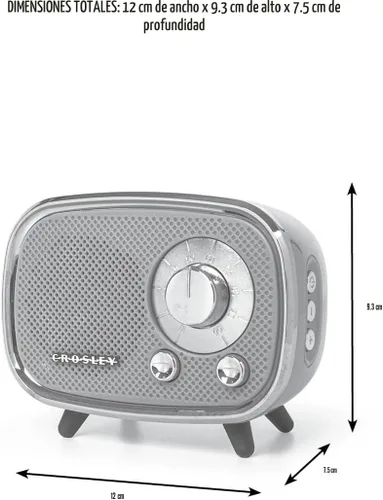 Vista 9 de Crosley CR3039A-LN Rondo Retro Altavoz Portátil Recargable Bluetooth, Lavanda