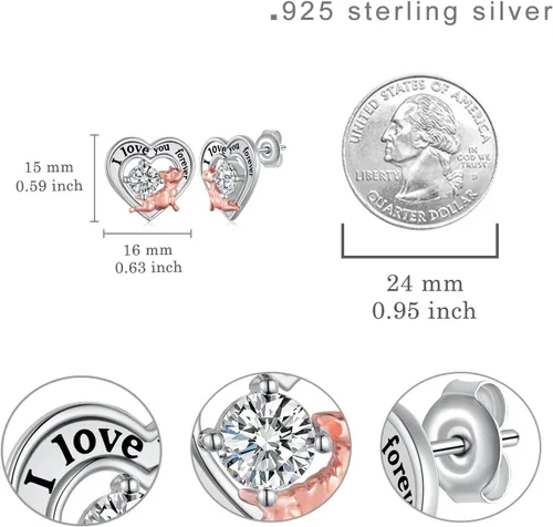 Vista 4 de Aretes de bulldog de plata de ley 925, aretes de bulldog francés, regalos de bulldog francés, joyería para mujeres y niñas, Plata de ley, Circonia