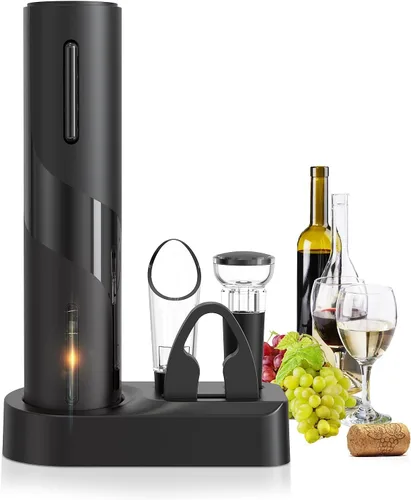 Vista 7 de Abridor eléctrico de botellas de vino, abridor automático de sacacorchos de vino, funciona con pilas. Abridor de botón de un clic con cortador