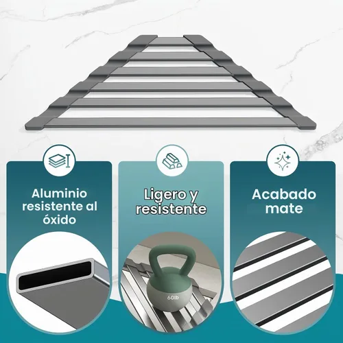 Vista 7 de COOL-ANGLE Estante de secado de fregadero de esquina triangular, aluminio