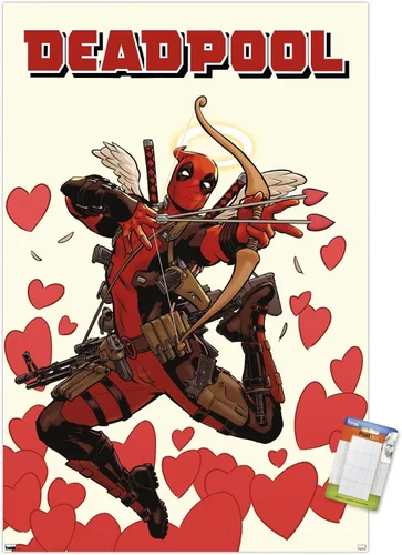Vista 11 de Marvel Comics Deadpool - Póster de pared de Cupido, 22.4 pulgadas de largo x 14.7 pulgadas de ancho, versión enmarcada de madera de granero