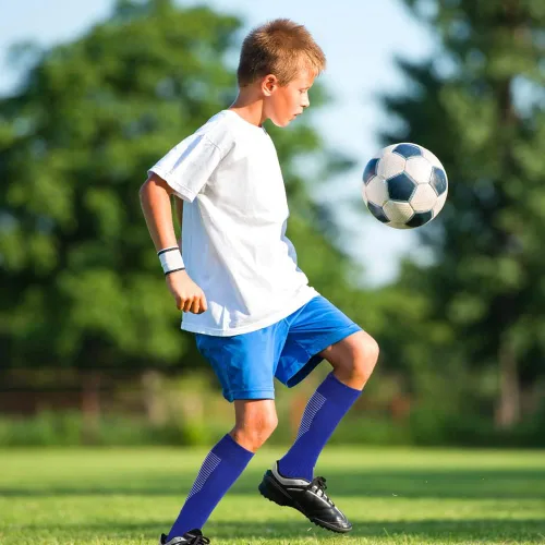 Vista 5 de Calcetines deportivos de fútbol para niños 2 pares de calcetines altos hasta la rodilla para niños y niñas talla de zapato 3-65 edades de 6-12 años