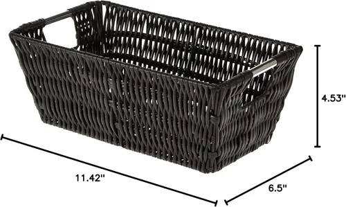 Vista 5 de Whitmor 6500-2712-BLK Rattique Canasta Negra Pequeña para Estante
