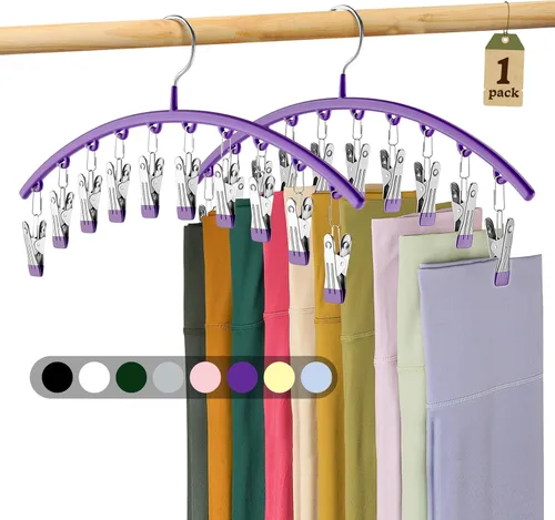 Vista 11 de Organizador de leggings para armario, perchas de metal para pantalones de yoga, 1 paquete con 10 clips con capacidad para 10 leggings, organizador