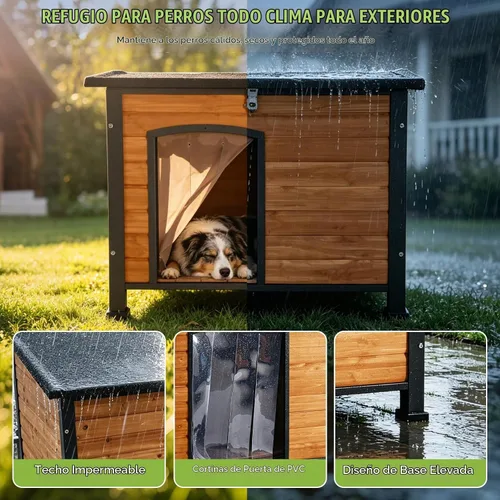 Vista 3 de 33.5" Heated Outdoor Dog House with Insulated Liner for Medium Breeds