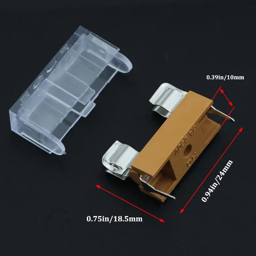 Vista 5 de 10 unids 0.197x0.787 in doble terminal fusible PCB montaje en panel Shell con cubierta transparente 250 V 6A fusible titular Shell para placa