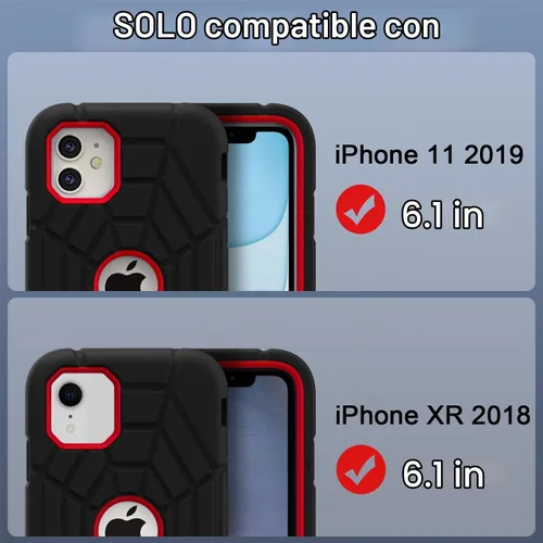 Vista 2 de Grifobes Funda para iPhone 11/iPhone XR de 6.1 pulgadas, Silicona Gruesa 3 en 1 de Servicio Pesado Resistente a Golpes Robusta Protectora para Negro