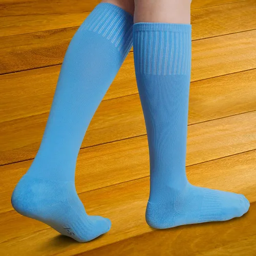 Vista 5 de Raigoo Calcetines de fútbol para niños (4 a 16 años), calcetines deportivos hasta la rodilla para niños y niñas