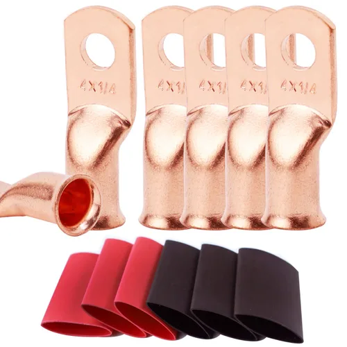 Vista 46 de TKDMR - Kit de 264 piezas de extremos de cable de batería, 132 piezas de terminales de anillo de lengüetas de cable de cobre resistentes AWG 8 6 4 2