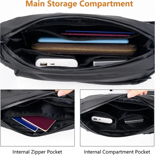 Vista 3 de Bolso bandolera expandible unisex resistente al agua, mochila de hombro para el pecho, mochila casual para viajes al aire libre, Negro -, Casual