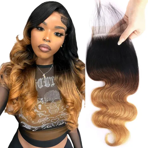 Vista 16 de QTHAIR Extensiones de cabello humano brasileño ondulado de grado 18A #613 con cierre de encaje HD 4x4