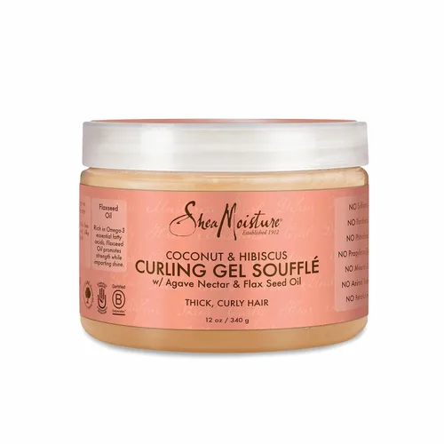 Vista 2 de SheaMoisture Gel rizador y batido de hibisco de coco para cabello grueso y rizado, 12 onzas cada uno