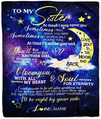 Vista 24 de Manta personalizada con texto en inglés «To My Sister from Brother I Love You Hugs» (texto en inglés) con texto en inglés «To My Sister», «I Love
