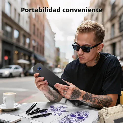 Vista 9 de KNAON Impresora de la plantilla del tatuaje, impresora térmica inalámbrica Negro