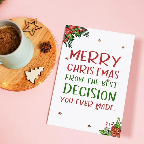 Vista 6 de Qiliji Tarjeta de Navidad romántica para él y ella, divertida tarjeta de Navidad para marido, esposa, novio y novia, regalo de tarjeta de Navidad